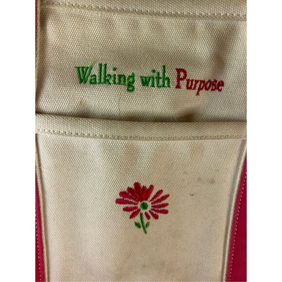 Lands End Boat tote flowers Pink Cream 15x16" (discoloration) - Picture 3 of 15